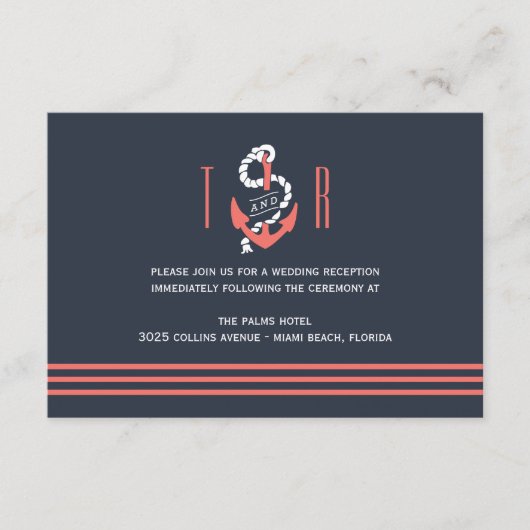 Nautical Chic Wedding Reception Card Informatiekaartje (Voorkant)