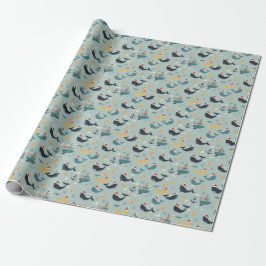 Nautical Christmas Wrapping Paper Featuring Whales Cadeaupapier