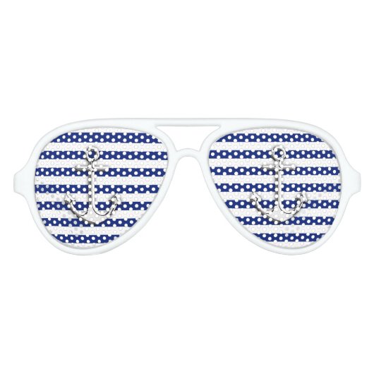 Nautical Chrome als anker op Navy Stripes Aviator Zonnebril (Voorkant)