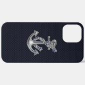 Nautical Chrome Anchor on Carbon Fibre Print Case-Mate iPhone Case (Achterkant (horizontaal))