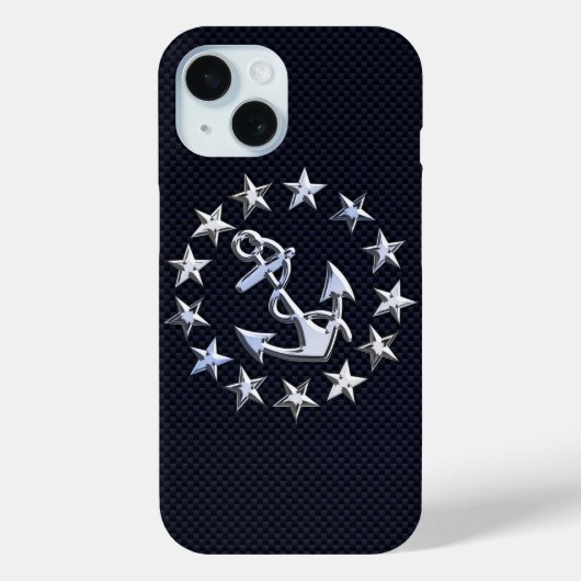 Nautical Chrome Yacht vlag op koolstofvezel afdruk Case-Mate iPhone Case (Achterkant)