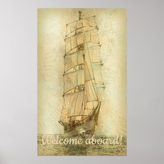 Nautical Classic Ship (neutraal) Poster (Voorkant)