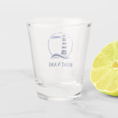 Nautical Classic Vuurtoren met Uw Bootnaam Shot Glas (Achterkant)