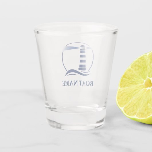 Nautical Classic Vuurtoren met Uw Bootnaam Shot Glas (Achterkant)