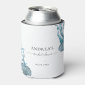 Nautical Coastal Blue Shell Vrijgezellenfeest Favo Blikjeskoeler (Blikje Voorkant)