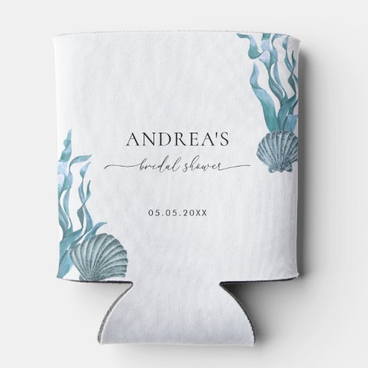 Nautical Coastal Blue Shell Vrijgezellenfeest Favo Blikjeskoeler (Achterkant)