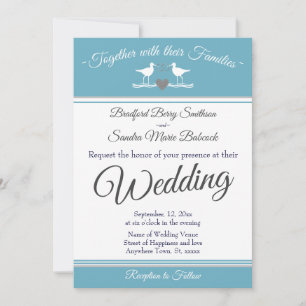 Nautical Coastal Navy Blue Sandpiper Wedding Kaart