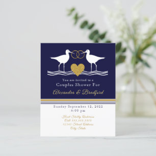 Nautical Coastal-paar Shower Navy Blue Sandpiper