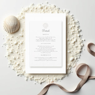 Nautical Coastal Shell Formele bruiloft Details Pu Informatiekaartje