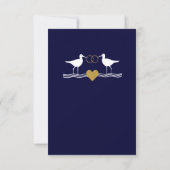 Nautical Coastal Wedding Navy Blue Gold Sandpiper Bedankkaart (Achterkant)