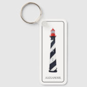 Nautical Coastal Zwart-wit Vuurtoren Sleutelhanger (Voorkant)