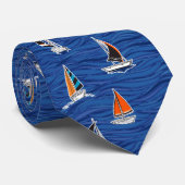 Nautical Colorful Modern Yachts Stropdas (Opgerold)