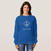 Nautical Compass Anchor Your Boat of Name Blue Trui (Voorkant volledig)