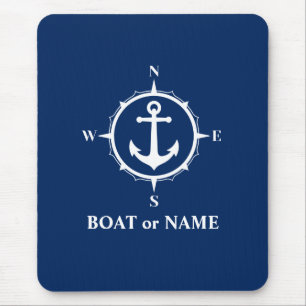 Nautical Compass Anchor Your Boat of Name Navy Muismat