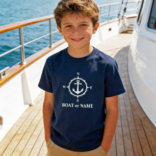 Nautical Compass Anchor Your Boat of Name Navy T-shirt