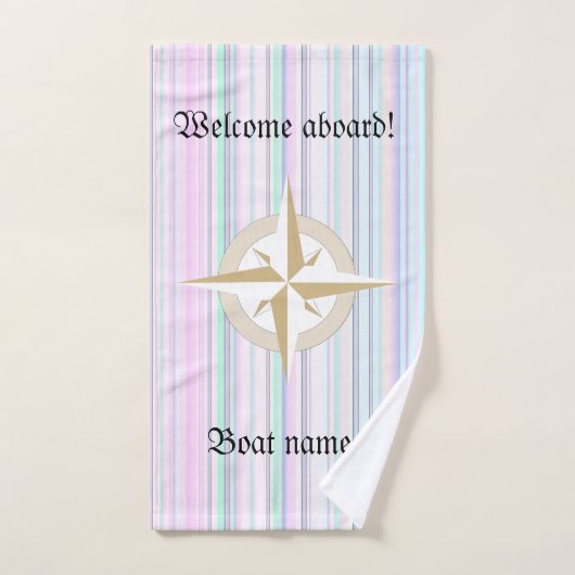 Nautical Compass and Personalized Boat Name Bad Handdoek (Handdoek)