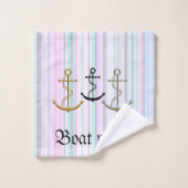Nautical Compass and Personalized Boat Name Bad Handdoek (Wasdoekje)