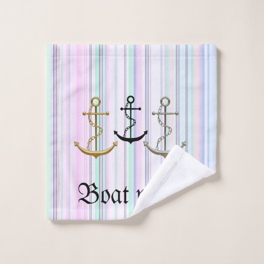 Nautical Compass and Personalized Boat Name Bad Handdoek (Wasdoekje)