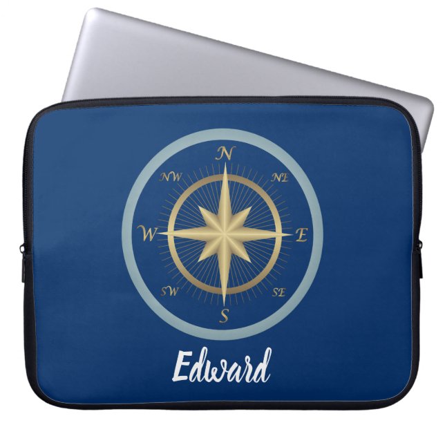 Nautical Compass Laptop Sleeve (Voorkant)