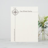 Nautical Compass Letterhead voor Marina, Yacht Clu Custom Briefhoofd (Staand voorkant)