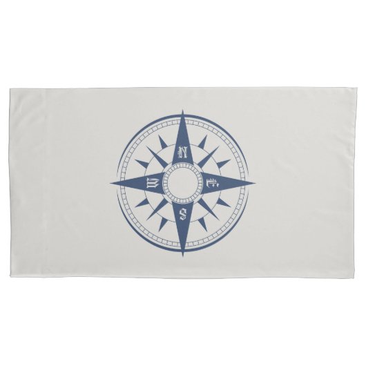 Nautical Compass Pillowcase King-grootte Kussensloop (Voorkant)