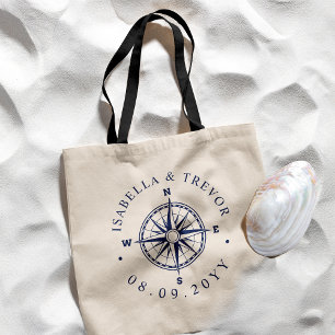 Nautical Compass Roos aangepaste namen Tote Bag