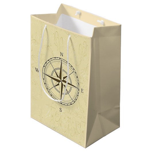  Nautical Compass Roos Ivory Medium Cadeauzakje (Voorkant Gekanteld)