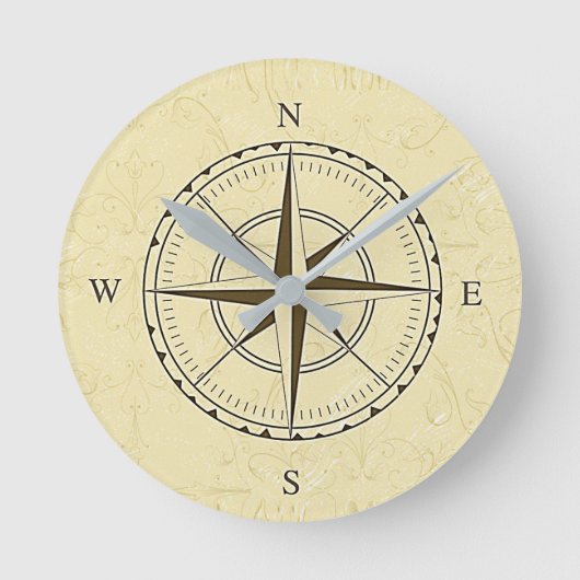 Nautical Compass Roos Ivory Ronde Klok (Voorkant)