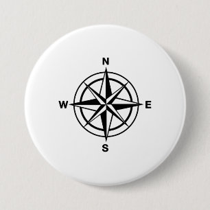 Nautical Compass Roos Ronde Button 7,6 Cm