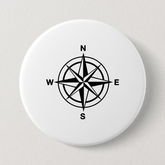 Nautical Compass Roos Ronde Button 7,6 Cm (Voorkant)