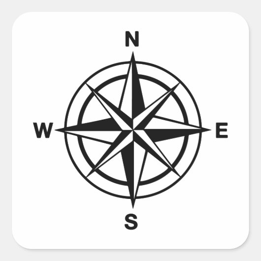 Nautical Compass Roos Vierkante Sticker (Voorkant)