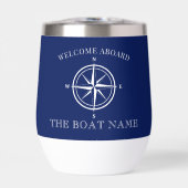 Nautical Compass Rose Welcome Aboard Boat Name (Voorkant)