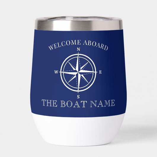 Nautical Compass Rose Welcome Aboard Boat Name (Achterkant)
