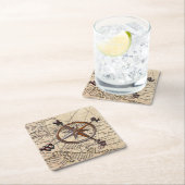 Nautical Compass Vierkante Kartonnen Onderzetter (Insitu)