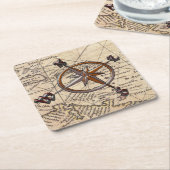 Nautical Compass Vierkante Kartonnen Onderzetter (Schuin)