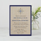 Nautical Compass/Yacht Club Navy Beach Wedding Kaart (Staand voorkant)