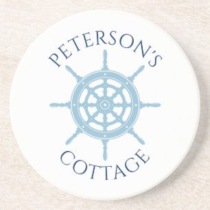 Nautical Cottage Navy Blue Specialized Name Zandsteen Onderzetter