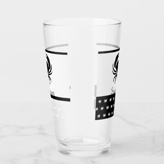 Nautical Crab Monogrammed Black and White Glas (Rechts)
