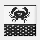 Nautical Crab Monogrammed Black and White Magneet (Voorkant)