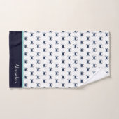 Nautical Crab Navy Blue Blauwgroen White Bad Handdoek (Handdoek)