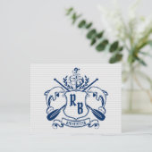 Nautical Crest Dolphins Anchor Oars Laurel Shield Briefkaart (Staand voorkant)