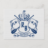 Nautical Crest Dolphins Anchor Oars Laurel Shield Briefkaart (Voorkant)