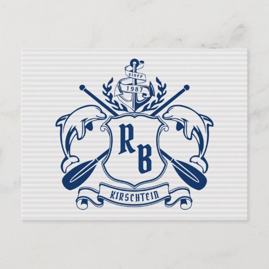 Nautical Crest Dolphins Anchor Oars Laurel Shield Briefkaart (Voorkant)