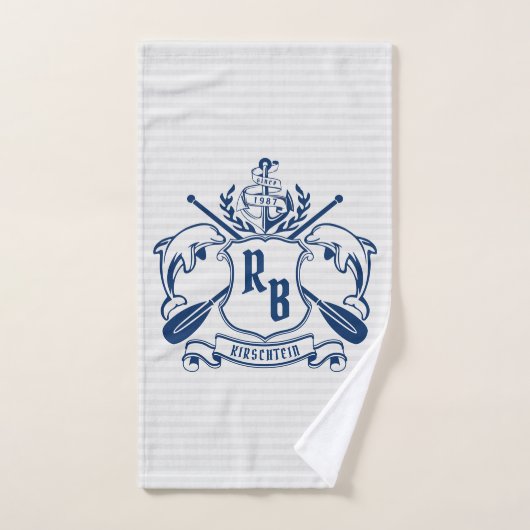Nautical Crest Dolphins Anchor Oars Laurel Shield Handdoek (Handdoek)