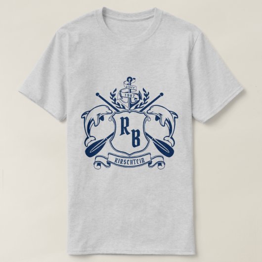Nautical Crest Dolphins Anchor Oars Laurel Shield T-shirt (Design voorkant)