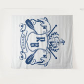 Nautical Crest Dolphins Anchor Oars Laurel Shield Wandkleed (Voorkant (horizontaal))