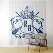 Nautical Crest Dolphins Anchor Oars Laurel Shield Wandkleed (In situ)