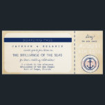 Nautical Cruise Ship Boarding Pass Invitation<br><div class="desc">Les invitations pour les billets mariages de laissez-passer d'embarquement sont parfaites pour votre mariage de croisière dans un papier vieilli et sur le thème marin bleu marine. Customisez avec les noms de la mariée et du marié, le nom du bateau de croisière, la chapelle et le port et votre date...</div>