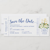 Nautical Cruise Weddenschap Pass Save Date Aankondiging (Voorkant)