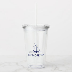 Nautical Custom Boat Name marvy blue anchor Acryl Drinkbeker
